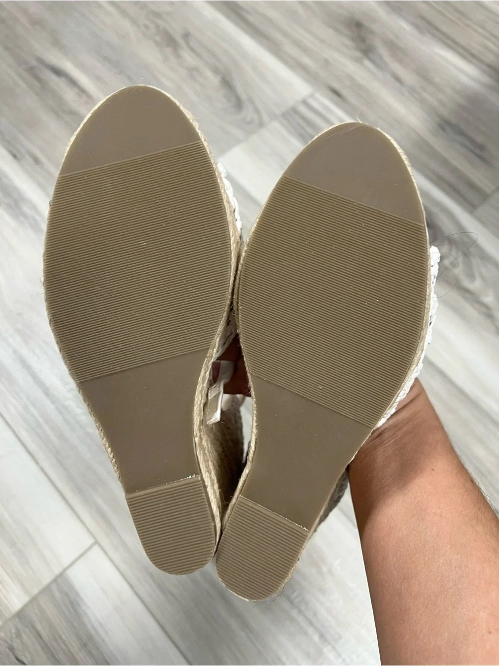 JustFab White Braided Espadrille Wedge Sandals